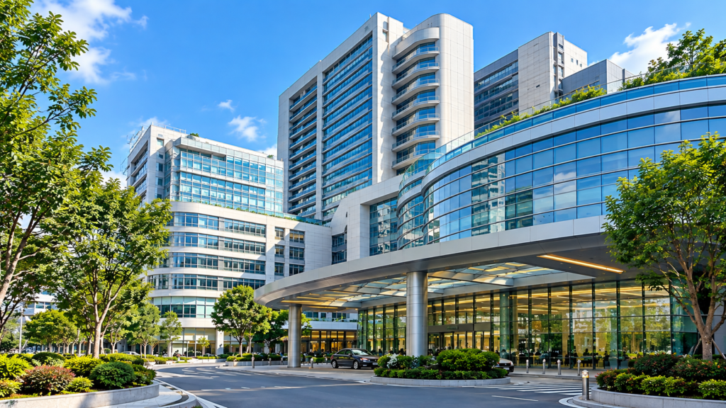 Foresea Yihe International Medical Center di Guangzhou, China, untuk artikel Bed-to-Bed Patient Transfer.